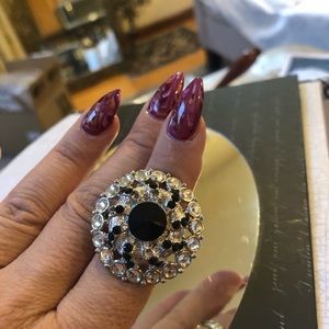 Black and silver cocktail ring